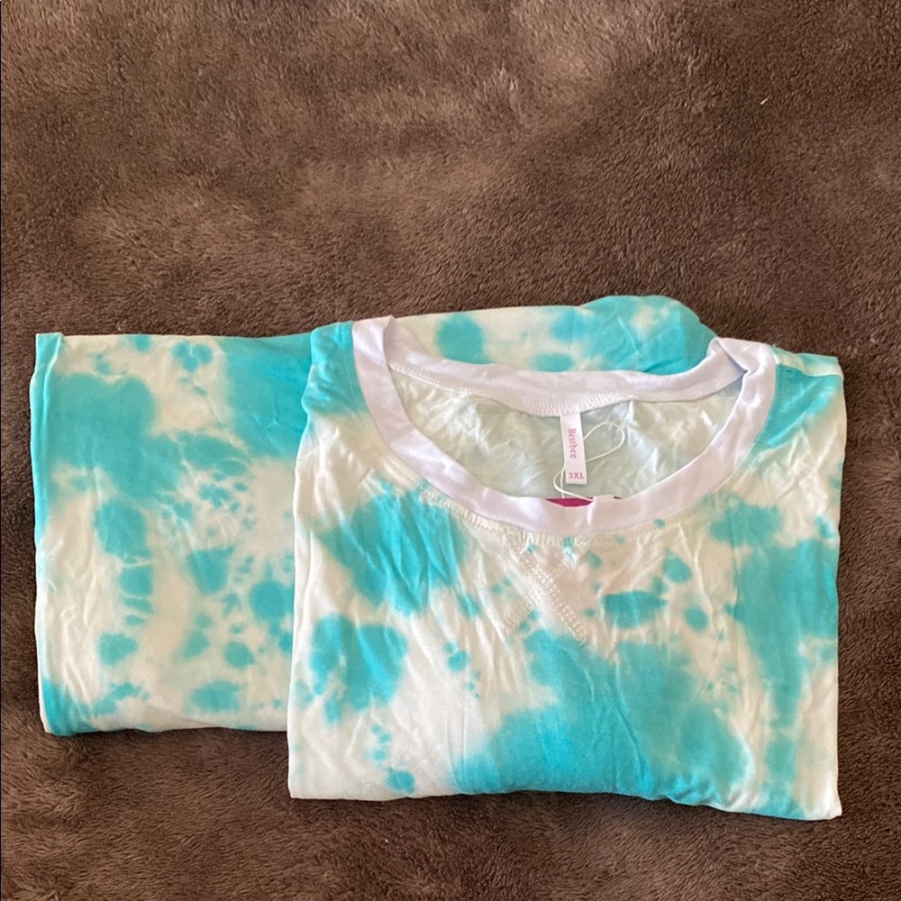 3XL Bestbee Tie-Dye Top/capri  comfy loungewear or pajamas. Never worn.